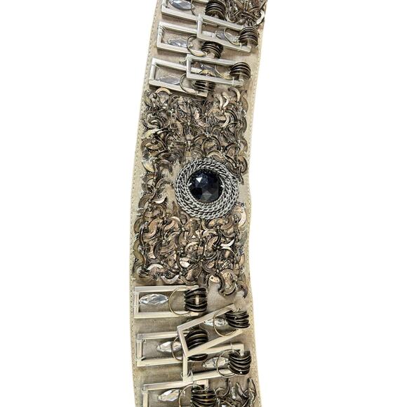 Vtg Leather Metal Accents Designer Chan Luu- Brown- Tassel Ties Med- preowned - Picture 10 of 11